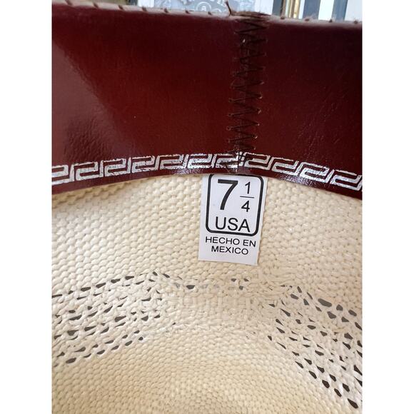 Laredo Bangora Genuine Western Mex USA Cowboy Braided Woven Wide Brim Hat 7.25" - Picture 5 of 5
